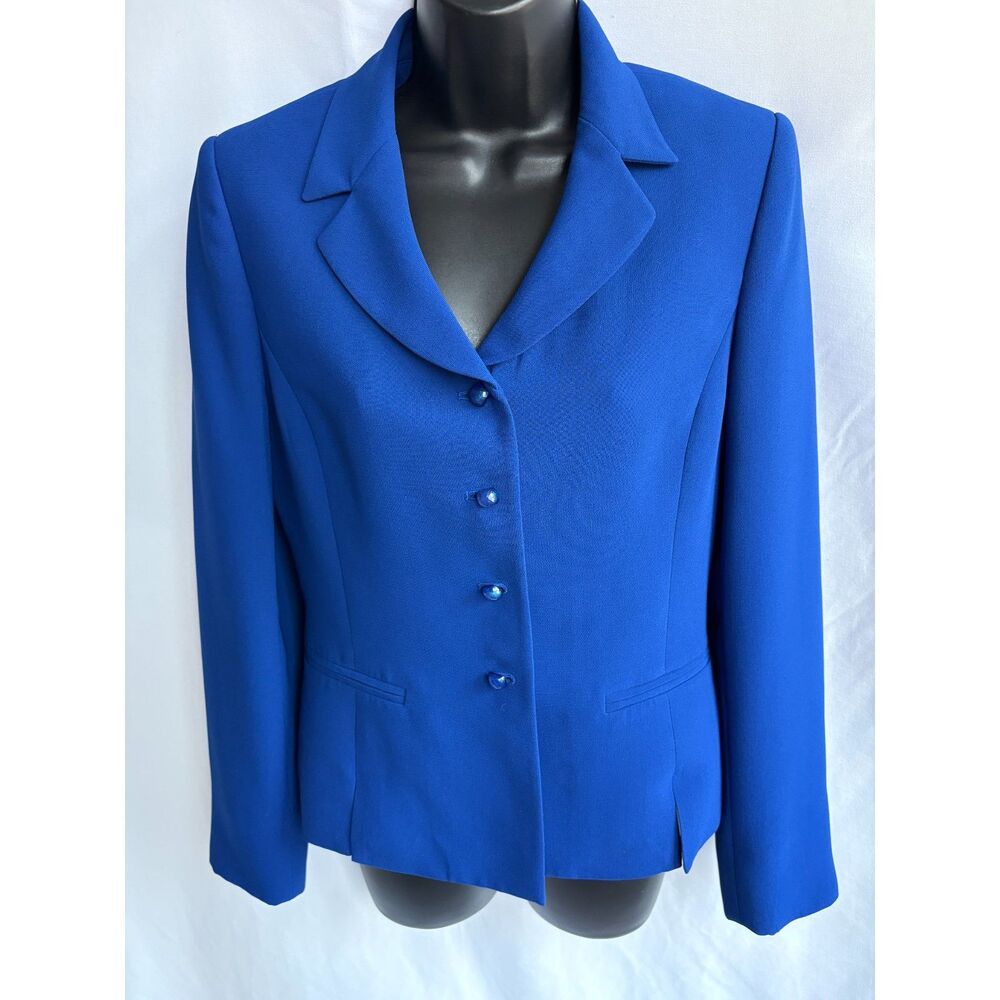 Kasper ASL Royal Blue Blazer Jacket Size 4 Professional Career Office Classy 90s
